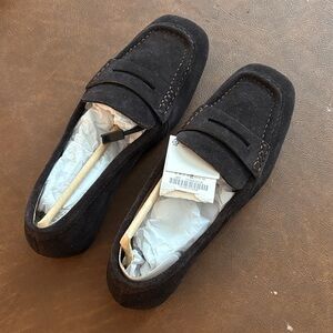 NWT Zara Chocolate Brown Suede Loafers